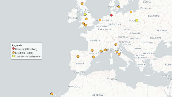 Karte der Erasmus-Partner